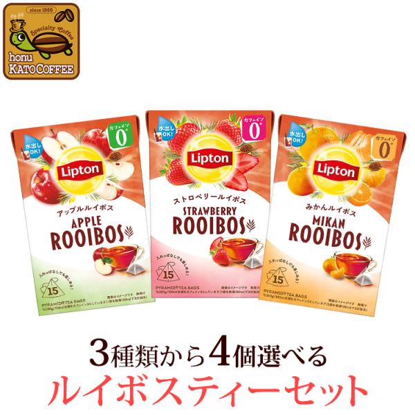 送料無料　リプトン  3種類から4個選べるルイボスティーセット　加藤珈琲