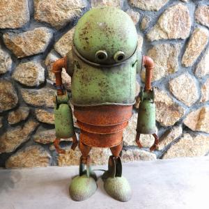 ソーラーライト付 ブリキ ロボット オーナメント ORANGE GREEN 46000