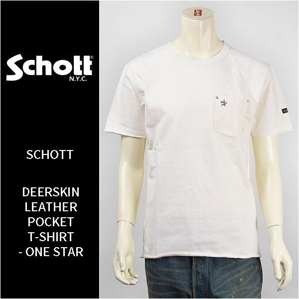 Schott ショット 半袖 鹿革 ポケットＴシャツ ワンスター SCHOTT S/S DEERSK...