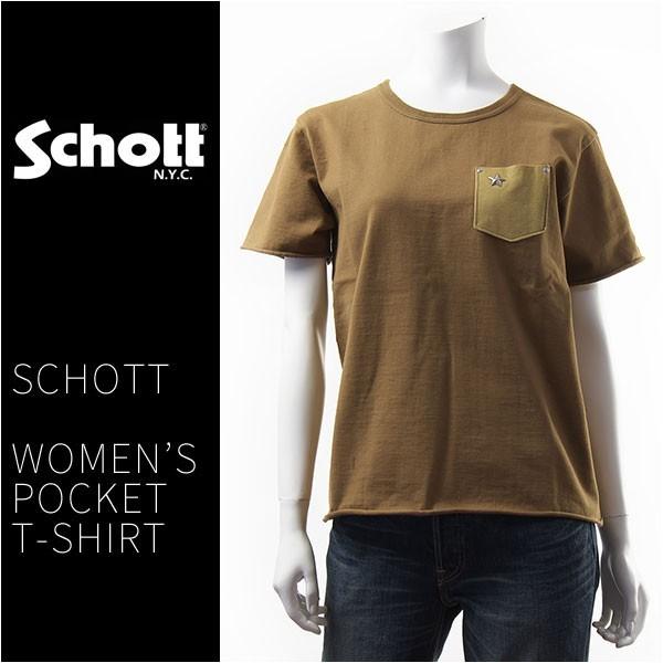 【国内正規品】Schott ショット レディース 半袖 鹿革 ポケットＴシャツ ワンスター Scho...