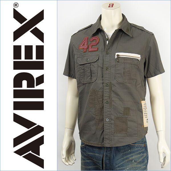 Avirex アビレックス レザーパッチ リペアーシャツ AVIREX S/S LEATHER PA...