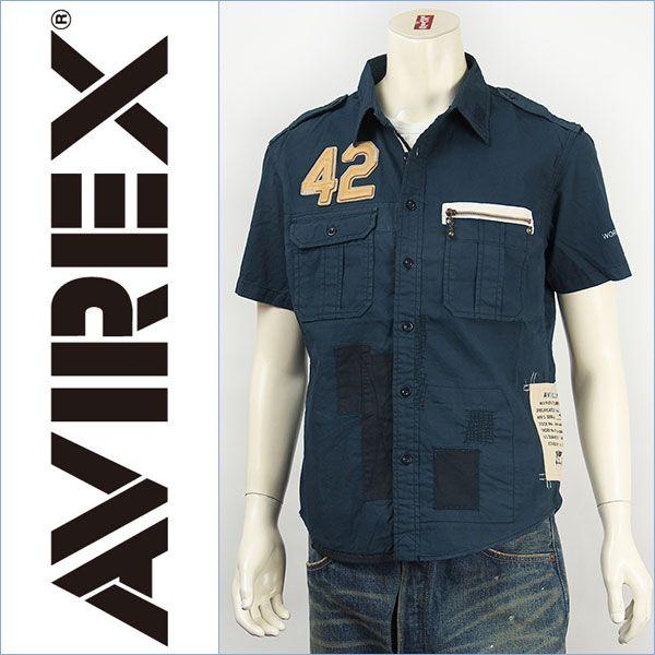 Avirex アビレックス レザーパッチ リペアーシャツ AVIREX S/S LEATHER PA...