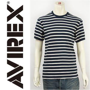 Avirex アビレックス デイリー 半袖 ボーダーＴシャツ 2×2リブ クルーネック AVIREX DAILY WEAR S/S CREW NECK BORDER TEE 6143410-87｜gpa