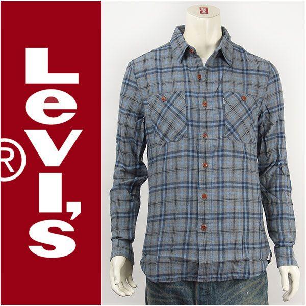 リーバイス Levi&apos;s チェック ワークシャツ エルボーパッチ ウールブレンドコットン ブラッシュ...