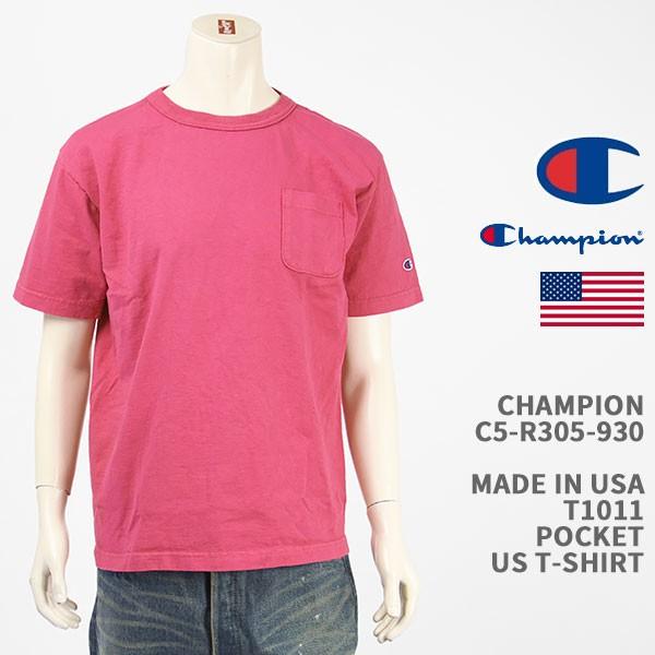 Champion チャンピオン メイドインUSA T1011 半袖 ポケット Ｔシャツ 製品染め C...