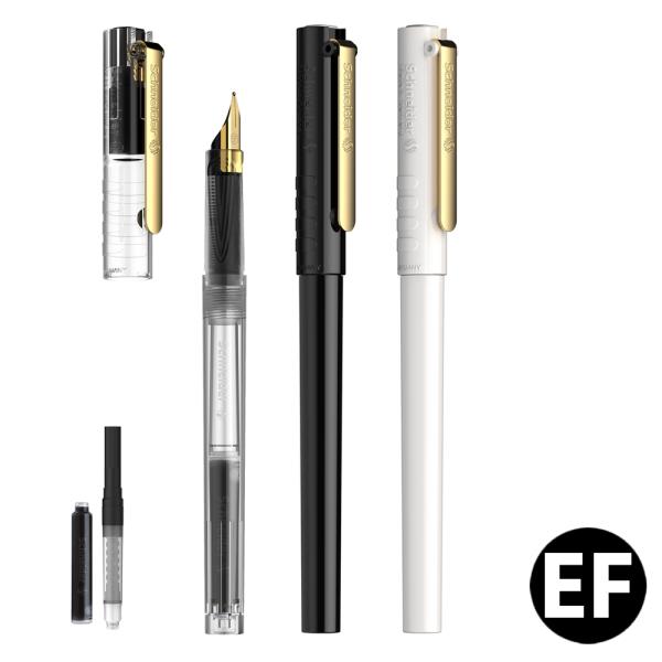 シュナイダー Schneider 万年筆 EF 極細字 406 ゴールド 3色 カートリッジインク＆...