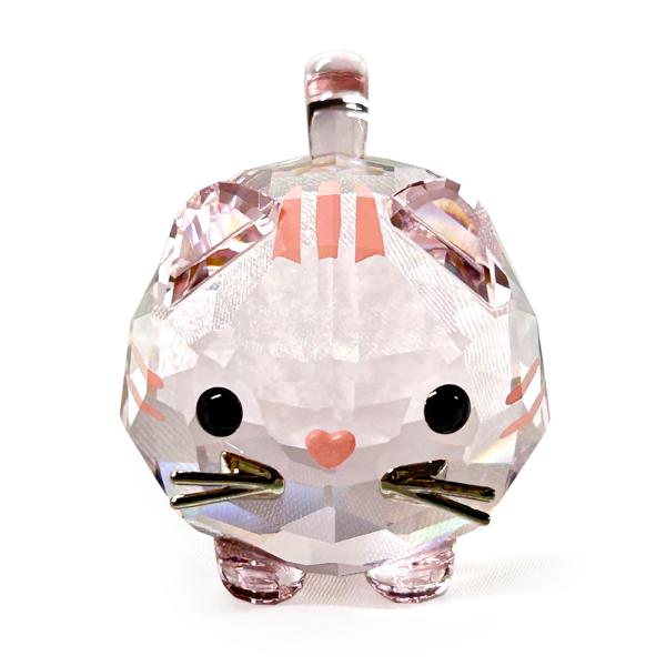 スワロフスキー SWAROVSKI クリスタル フィギュア Chubby Cats ピンクキャット ...