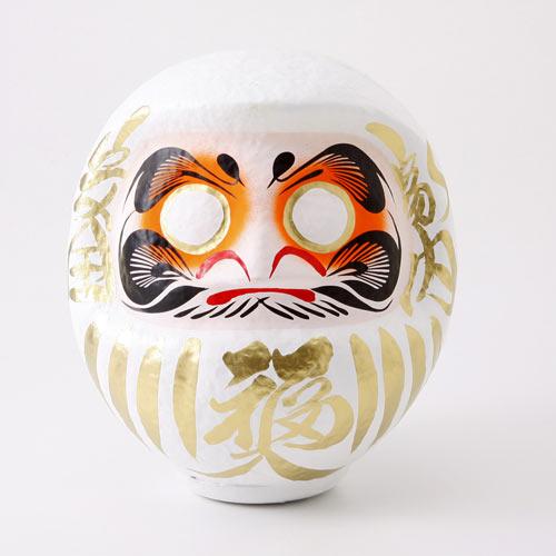 白の福だるま；勝負運・目標達成・お祝い事・祝福など カラーだるま 白 7号 サイズ 24cm 福入だ...