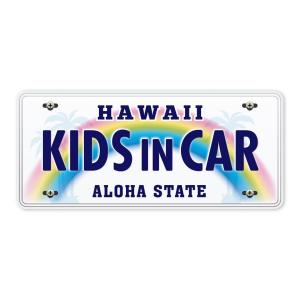 KIDS IN CAR 車 ステッカー ハワイ ナンバー プレート調 子どもが乗ってます キッズインカー ハワイアン アロハ 虹