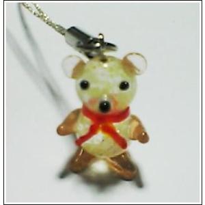 蓄光ガラス ストラップ クマ 蓄光 夜光 光る...の詳細画像1