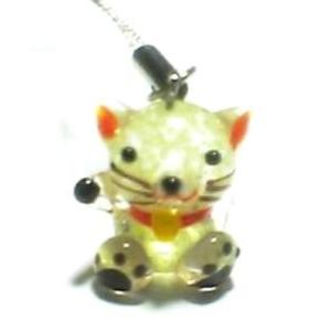 蓄光ガラス ストラップ 招き猫 蓄光 夜光 光...の詳細画像1
