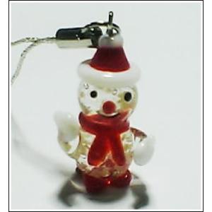 蓄光ガラス ストラップ 雪だるま サンタ 蓄光...の詳細画像1