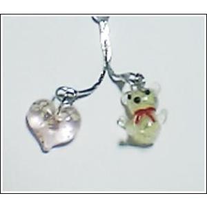 蓄光ガラス ストラップ Wクマ 蓄光 夜光 光...の詳細画像1