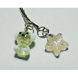 蓄光ガラス ストラップ Wシロクマ 蓄光 夜光...の詳細画像1