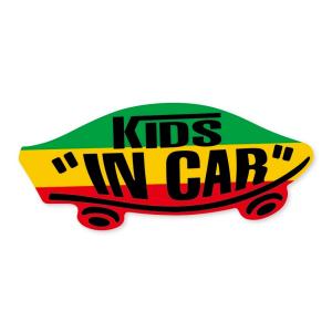 KIDS IN CAR ステッカー ラスタカラー レゲエ エチオピア国旗 ラスタ 子どもが乗ってます キッズインカー スケボー 車 シール パロディ VANS風