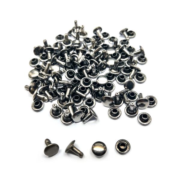 レザークラフト カシメ 金具 両面 頭7mm  足7mm 50組 ／ブラックシルバー／手芸 キット ...