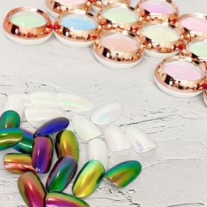 粉が飛び散らない！パウダーが舞わない！ミラーネイル・メタリックネイルにフェアリーオーロラパウダー