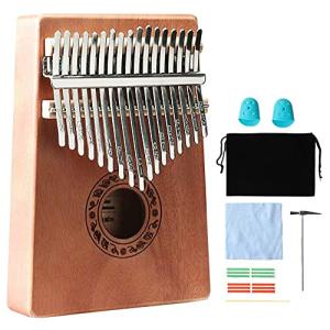 カリンバ 17キー 初心者セット Kalimba: 音階刻印 調律済み 楽器かりんば c調 親指ピアノ - 子供向け大人向けギフト 日本語楽譜付き入門書付き 保護ケース付き