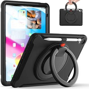 iPad 用 ケース,iPad 11世代 対応 A16 11インチ 2025/10世代 10.9インチ 2022 ケース リング付き 衝撃吸収 軽い 頑丈 360*回転スタンド 多方向 ハンドル付 カバ