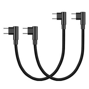 USB-C ＆ USB-C ケーブル L字型 0.25m 短い (2本セット) SLEIJAOOE PD 60W急速充電対応 /USB2.0規格 高耐久ナイロン Type C (C to C) ケーブル 25cm スマートフ