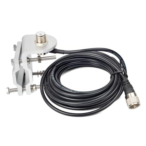HYS アルミ製 パイプステー/ミラーステー/ルーフレール アンテナ基台 RG58同軸ケーブル 5m...