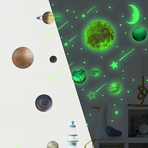 158点セット 太陽 20*20cm) 月 蓄光 シール 部屋におしゃれ 夜光ステッカー 風船 子供...