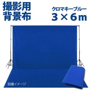 ポイント10倍【TenBright】撮影用 背景布 3m×6m 布バック スタジオ大型全身撮影用 バックシート ブルー・青・クロマキー C-04｜gracekikaku