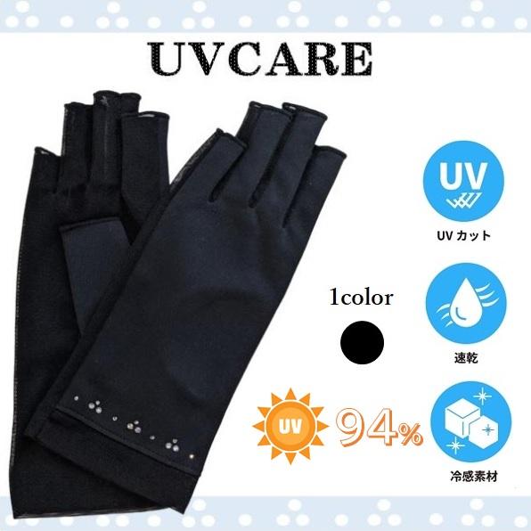 UV手袋　UVグローブ　フィンガーレス　紫外線遮蔽率90％以上　 UV対策　吸水速乾　サラッと快適　...