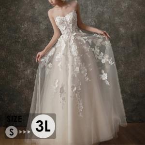 ウェディングドレス フラワー刺繍 チュール 花嫁...の商品画像