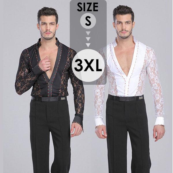 男性社交ダンス衣装 競技用 ラテンダンスシャツ メンズラテンシャツ 男性用 ダンス衣装 ダンスウェア...