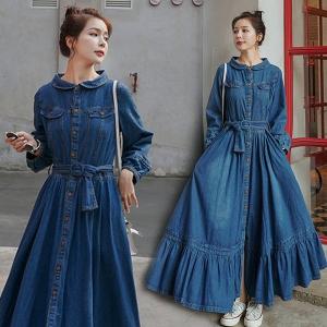 デニムワンピース ワンピース レディース ロングワンピース シャツ