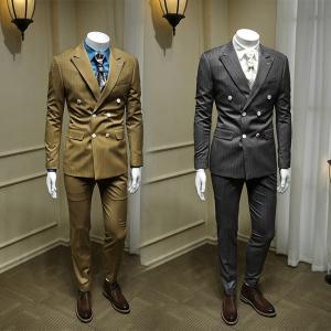 ツーピース セレモニースーツ フォーマル ダブルブレストスーツ メンズ セットアップ 縞柄 ストライプ キャメル グレー 細身 紳士服 結婚式 春秋 Eg030x1 グレースショップ 通販 Yahoo ショッピング