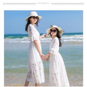 親子コーデ ワンピース レディース 白ワンピー...の詳細画像1