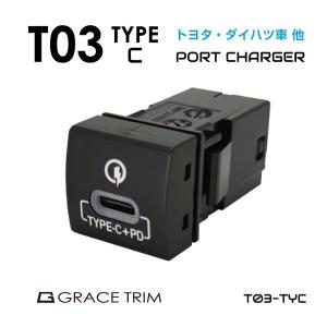 ポート type-c typec 車 充電ポート パネル 純正風 トヨタ車系 T03タイプ スイッチホール増設用 TypeCシングルポート PO-T03-TYC メール便(ネコポス)送料無料