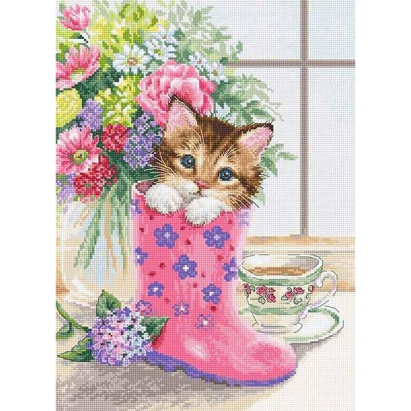 メール便送料無料 ルーカス Luca-S クロスステッチ刺繍キット かわいい子猫 16ct 動物