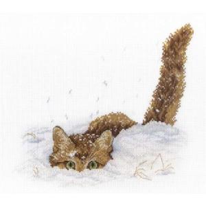 ＭＰスタジオ／MP Studia  クロスステッチ刺繍キット 雪の中の猫 18ct 動物｜gracew