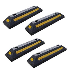 4個セット 安住商事 パーキングブロック 駐車場 反射板付き パーキング ブロック 輪留め 車輪止め カーストッパー 車止め タイヤ アンカーボルト付き