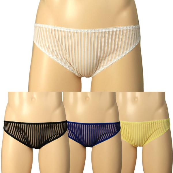 メンズ ストライプチュールラッセル スキャンティ アウトゴムタイプ メンズパンツ ショーツ  パンテ...