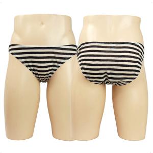 メンズ 麻 リネン オフホワイト×ブラックボーダー 天竺縞パン メンズ ビキニ パンツ ショーツ インゴム パンティ 男性インナー 下着