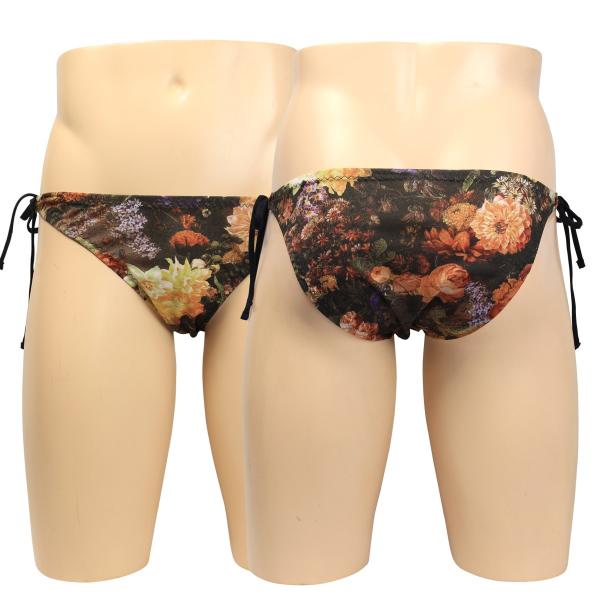 メンズ  横ひも シルキーニット フラワープリントショーツ ローライズ インナー かわいい パンツ ...