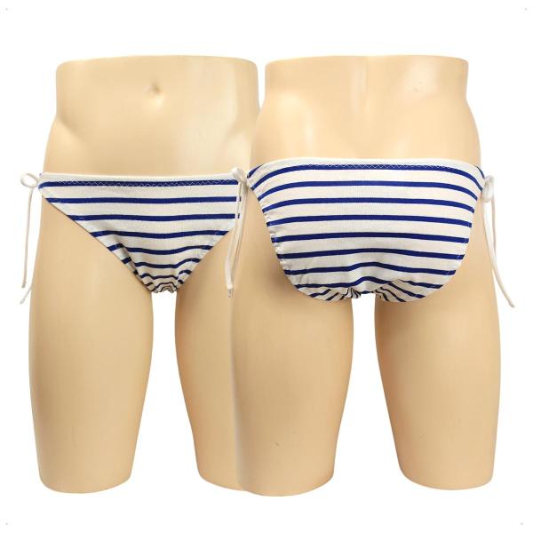 メンズ 横ひも 青ボーダー 縞パン 天竺ニット ビキニ ショーツ ローライズ インナー かわいい パ...