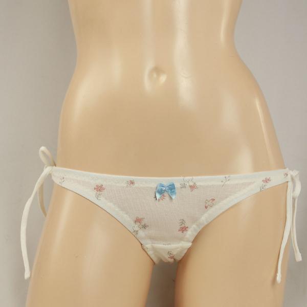 レディース 紐パン  シルクコットン メルヘンプリント フライスニット スキャンティ ショーツ パン...