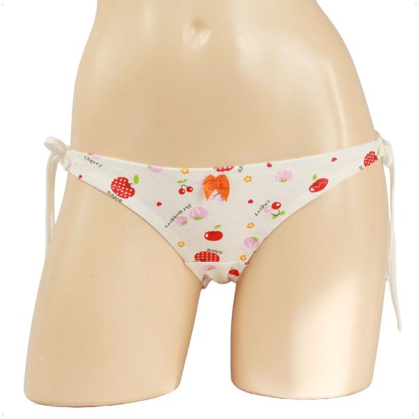 レディース 紐パン フルーツプリント スムースニット スキャンティ ショーツ パンツ 女性 下着 イ...