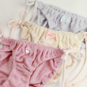 レディース 花模様パイルjgニット 紐パン ショーツ パンツ パンティー 女性 下着 インナー かわいい スキャンティー しまぱん メール便