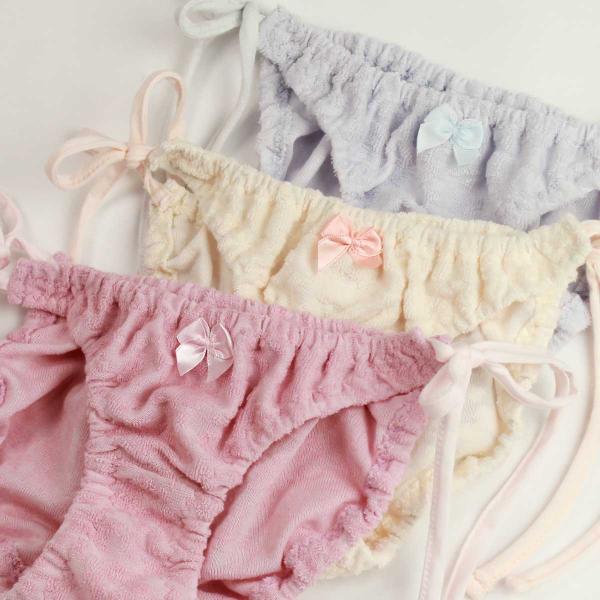 レディース 花模様パイルjgニット 紐パン ショーツ パンツ パンティー 女性 下着 インナー かわ...