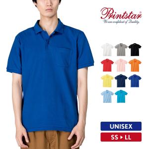 ポロシャツ メンズ 半袖 無地 厚手 ポケット付き レディース Printstar プリントスター 5.8オンス 00100-VP