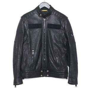 DIESEL 2way カウレザーシングルライダースジャケット Sサイズ ブラック ディーゼル leather single riders jacket｜graiz