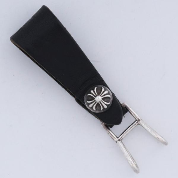 CHROME HEARTS W ベルトループ クロスボタン ブラックレザー クロムハーツ Belt ...