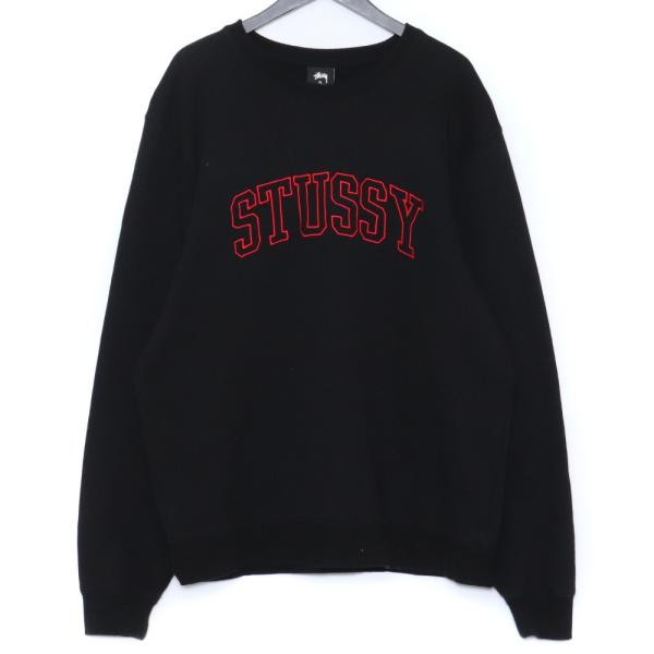 STUSSY 刺繍センターロゴスウェットシャツ XLサイズ ブラック ステューシー トレーナー lo...