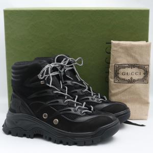 未使用 26cm GUCCI コントラストパネルレースアップブーツ サイズ7 ブラック 6987792KD20 グッチ contrast-panel lace-up Boots｜graiz